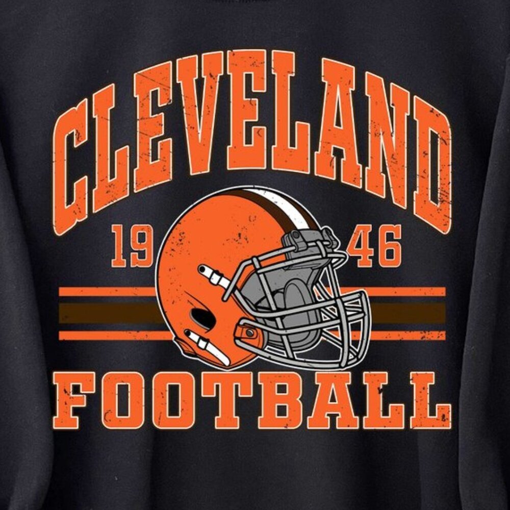 Cleveland Football Retro Style Crewneck Sweatshirt 05 - Picture 2 of 5